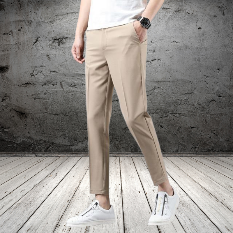 Cropped straight leg trousers