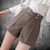 Lylou-button-detail fitted shorts