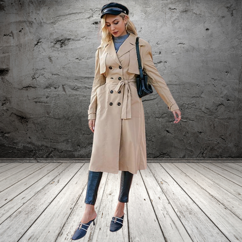 Ambre-double-breasted trench coat