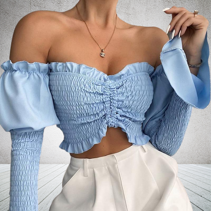 Carlotta-off-shoulder cropped blouse