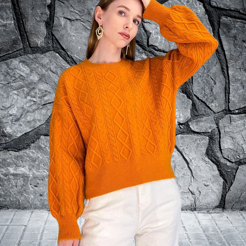 Orange knitted jumper online