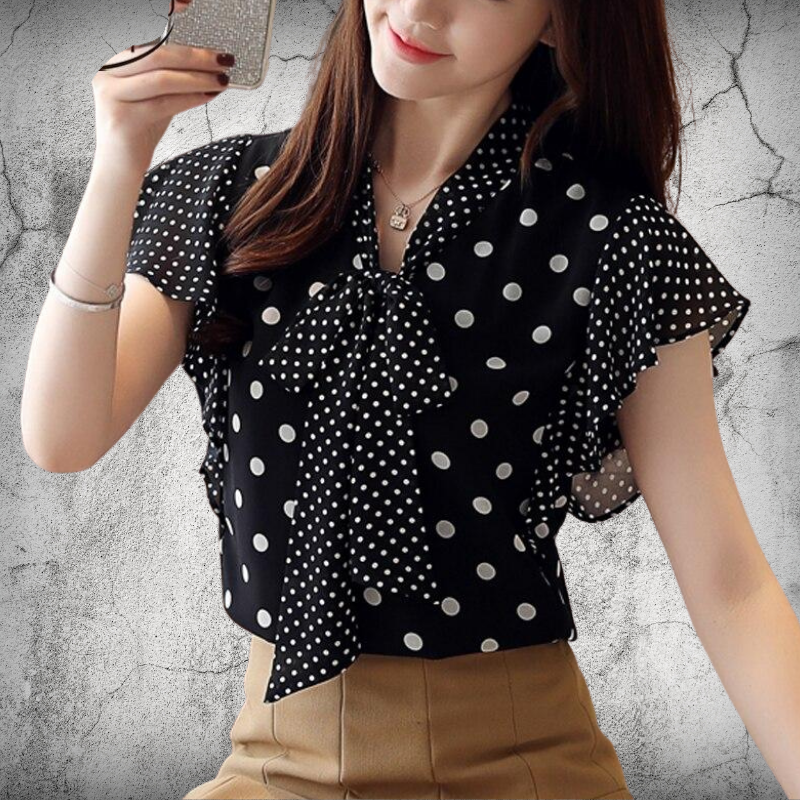 Polka dot ruffle shirt 2025
