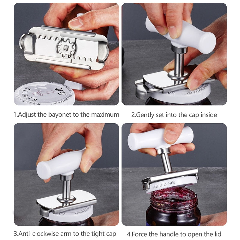 adjustable jar opener stainless steel can