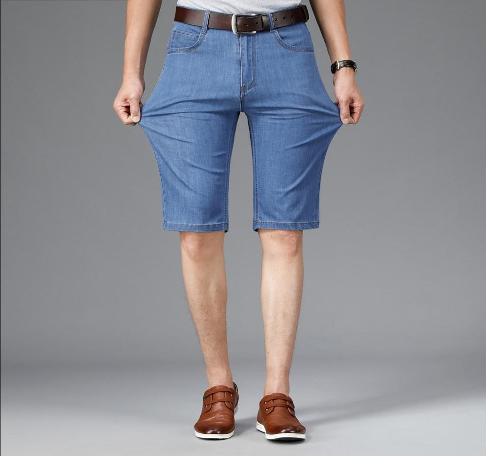 tailored denim shorts