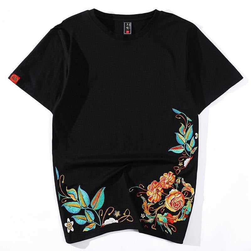 Lotus embroidery T-shirt
