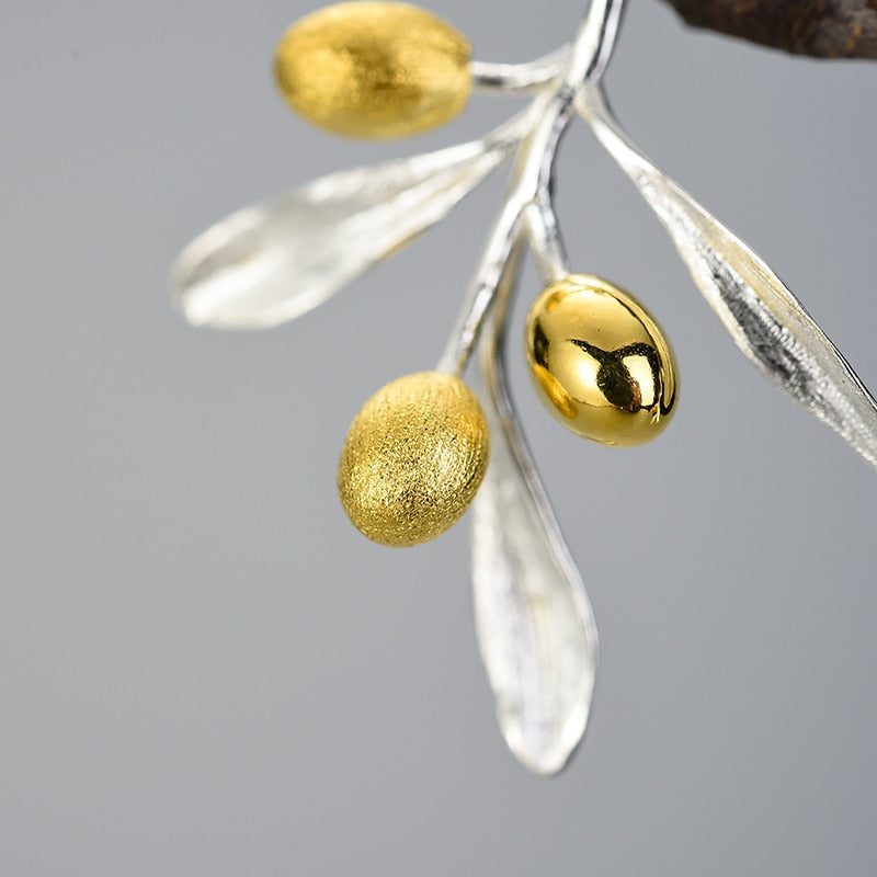 Olive Leaves Branch Fruits Unusual Earrings for Women.