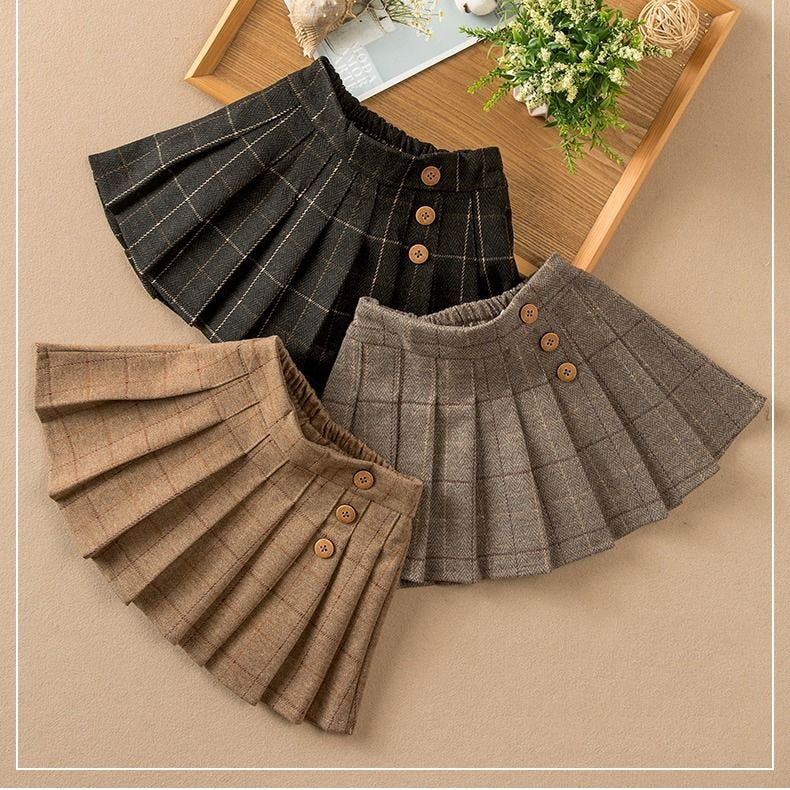 Pleated wool-blend skirt