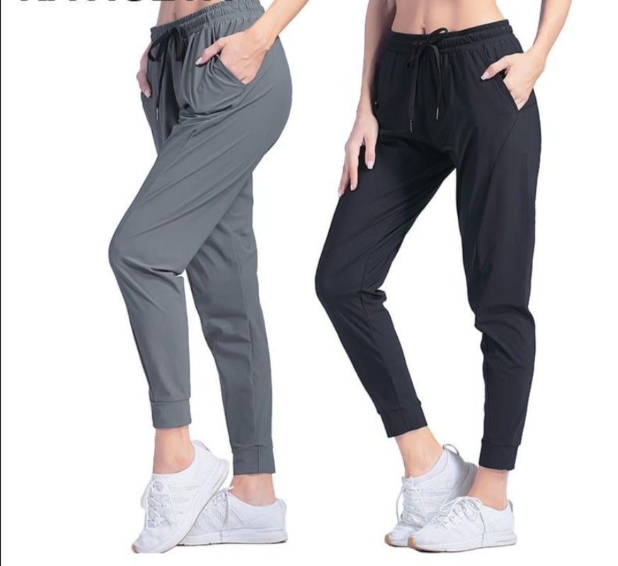 Drawstring stretch track trousers.