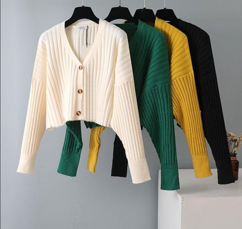 Ribbed cropped cardigan