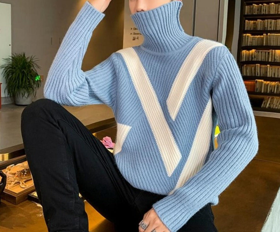 Manrovia cross turtle neck sweater