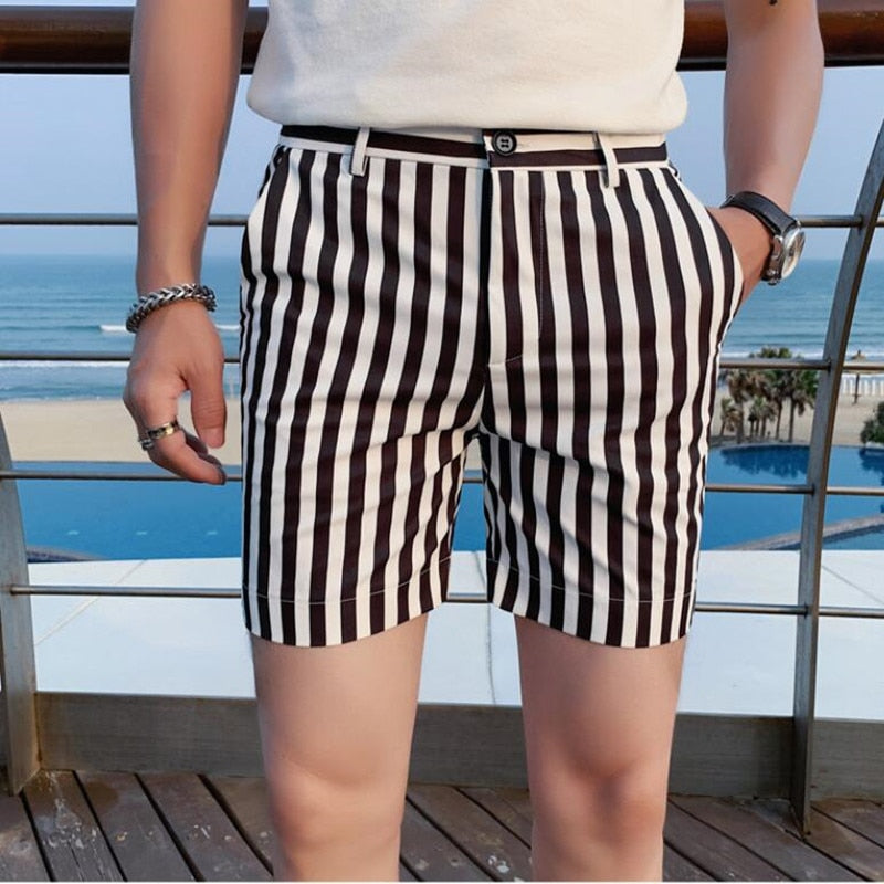 stripe-print cotton shorts