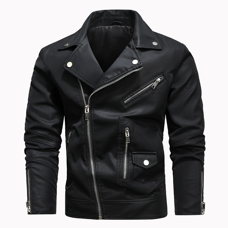Philippe-zip-pockets leather biker jacket